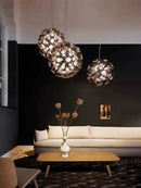 Designer luxury chalice gold petal pendant light for living room