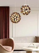 Designer luxury chalice gold petal pendant light for living room