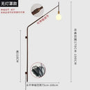 Designer red & gold swing arm wall lamp bedroom reading light
