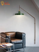 Designer red & gold swing arm wall lamp bedroom reading light