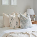 Devi Floral Block Printed Pillow Cover | Teal Green/Blue