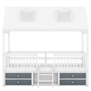 Twin Size Wood Bed House Bed Frame,White