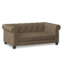 Modern Linen Fabric Elevated Pet Bed Sofa for Small and Medium Dogs - Brown