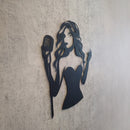 Jazz Singer Silhouette Metal Wall Art - Elegant Female Vocalist Decor - KAF355