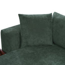 Elegant Chenille L-Shaped Sofa with Wooden Storage Compartment, Green, 93.7 Inches