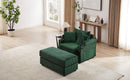 Modern Style Single Sofa Couch with Storage, USB Ports, Cup Holders, Green Corduroy