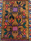 Small Persian Baluchi Rug, Tribal Rug, Brown, Multicolor