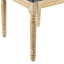 Vintage Inspired French Country Dining Chairs Set of 4 - Elegant Cane Backrest & Upholstered Seats - Rustic Weathered Finish - Solid Rubberwood Frame - Blue Gray
