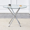 Modern Round Clear Glass Dining Table with Unique Silver Metal Legs for 4-6 People