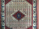3' X 5' Vintage Handmade India Geometric Oriental Wool Rug Nice Birds Ivory Red