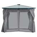 TREXM 10'x10' Hardtop Outdoor Gazebo with Polycarbonate Roof, Patio Gazebo with Aluminum Frame, Mosquito Netting and Privacy Screens for Shade and Rain, Backyard Tent for Backyard, Garden, Lawn (Grey)