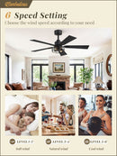 42 Inch Farmhouse Ceiling Fan With Lights Black Cage 2 Pack