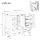 36' Bathroom Vanity with Sink Combo, One Cabinet and Three Drawers, Solid Wood and MDF Board, White (Old Sku:SY999505AAK)