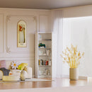 Modern 5-Tier Corner Bookshelf with Adjustable Storage in White MDF for Bedroom and Living Room