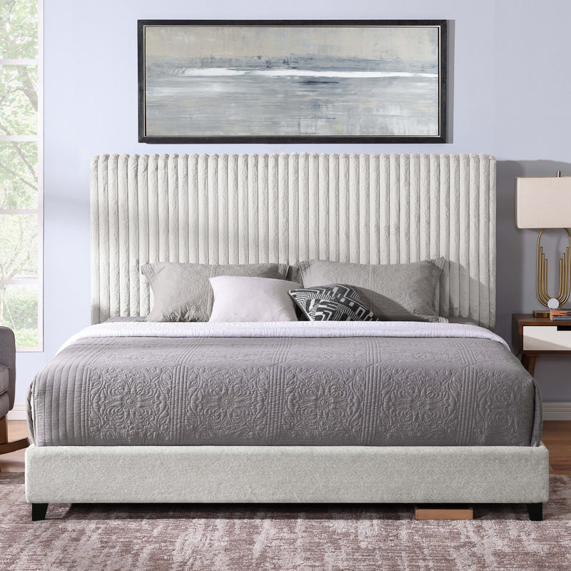 Walker Edison | King Size Minky Stone Upholstered Platform Bed