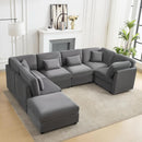 125Inch Oversized Corduroy Cloud Sleeper Grey Sofa