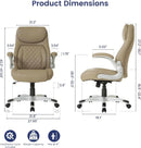 Ergonomic Office Chair Microfiber Leather With Adjustable Lumbar Support Taupe