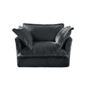 Slip-covered Armchair with 1 Big Back Cushion and 2 Big Toss Pillows, Single Deep Seat Comfy Single Couch Sofa Multiple Large Soft Pillows, Grey  Corduroy Fabric