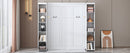 Queen Murphy Bed Wall Bed with Storage Doors, White