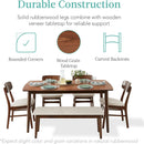 Walnut Rubberwood Dining Set With Upholstered Bench