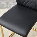 Table and chair set.63'x31.5x30' Luxurious Pandora patterned Sintered Stone Tabletop with Golden Stainless Steel Butterfly Legs.Paried With 4 Black High-quality PU Chairs With Arched Metal Legs.