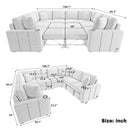 Modern U-shaped Sectional Sofa Convertible Pull-out Sofa Bed with USB Ports and Cup Holders, Gray Chenille, 108.7'