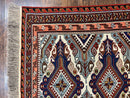 Russian Soumak Rug 6x8, Wool Handmade Antique Kilim Carpet, Multicolor 6 x 8 Geometric Medallions Caucasian Rug, Medium Size
