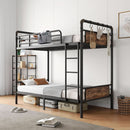 Metal Twin Over Twin Bunk Bed Vintage Brown Safety Rails