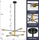 Eight Light Modern Sputnik Chandelier Black And Gold