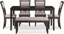Cherry Brown Transitional Table Set Cushioned Chairs