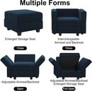Modular Velvet Sectional Sofa Blue With Storage Ottoman