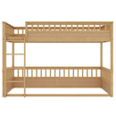 Queen over Queen Bunk Bed with Ladder and Guardrails, Natural