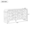 U_Style Luxury Multi-Functional MDF Sideboard– woven Wood Slat Doors, Tiered Stepped Design & Premium Solid Wood Veneer for Hallways, Living Rooms, Studies, and Corridors