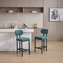 Bar Stools Set of 2, 26 inch Modern Upholstered Fabric Counter Height Barstools, Kitchen Island Chairs with Black Metal Legs for Dining Room/Kitchen Island/Bar