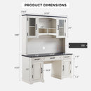 Farmhouse 76 Inch White Industrial Grade Desk Hutch