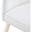 Modern minimalist dining chair, white PU leather curved back and seat cushion, white metal chair legs, suitable for dining room, bedroom, living room. A set of 2 chairs. 008