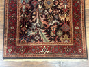 Indo Persian Runner Rug 2.7 x 13, Navy Blue and Red, Allover Floral, Wool, 13ft Runner