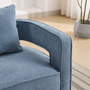 29.1"W Swivel Accent Open Back Chair Modern Comfy Sofa Chair With Weathered Base For Nursery Bedroom Living Room Hotel Office, Club Chair Leisure Arm Chair For Lounge (Pale Blue,Linen Blend)