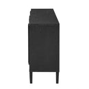 U_Style 59.8' 4-Door Sideboard,Hidden Handle,Distinctive Solid Ash Veneer Buffet with Storage, Farmhouse Sideboard TV Stand for Living Room, Hallway, Dining, Wood Office Credenza(Black)