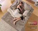 Brown Plush Sleeper Chair 53Inch Chaise Lounge With Pillows