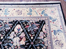 Black Kirman Rug, 8x11 - 9x12 Rug, Sino-Persian Rug, Floral Oriental Carpet, Handmade Rug, Black and Ivory Rug, Room Sized Area Rug, Wool