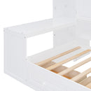 Twin Size Wooden Daybed With Three Drawers, and All-in-One Cabinet, Desk and Shelves, White