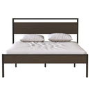 Ceres Queen Size Metal Platform Bed Frame with Wooden Headboard and Footboard, Mattress Foundation, No Box Spring Needed, Large Under Bed Storage, Non-Slip Without Noise, Walnut