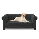 Modern Elevated Dog Sofa Bed for Small and Medium Dogs, Comfortable Black Linen Pet Bed