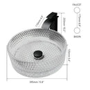 Diamond glass basin set with matte black faucet for bathroom