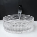 Diamond glass basin set with matte black faucet for bathroom