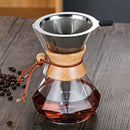 Diamond glass hand brew coffee set with wood neck for kitchen dining