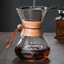 Diamond glass hand brew coffee set with wood neck for kitchen dining