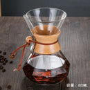 Diamond glass hand brew coffee set with wood neck for kitchen dining