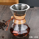 Diamond glass hand brew coffee set with wood neck for kitchen dining